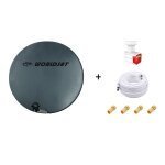 Antenne parabole fibre smc 75cm anthracite worldsat + lnb twin 0, 1 db hd 4k + cble coax twin 25m + ...