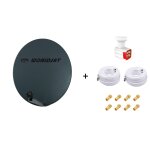 Antenne parabole fibre smc 85 cm anthracite worldsat + lnb quad 0, 1db hd 4k + 2 cbles coax twin 25m ...