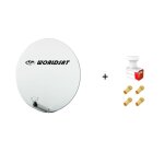 Antenne parabole fibre smc 85 cm beige worldsat + lnb twin 0, 1 db full hd 1080p 4k ultra hd + 4 fiches ...