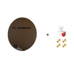 Antenne parabole fibre smc 85 cm marron worldsat + lnb twin 0, 1 db full hd 1080p 4k ultra hd + 4 fiches ...