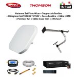 Antenne sat plate 40cm + support de fenêtre + récepteur sat ths806 tntsat + passe fenêtre + câble hdmi ... Antenne sat plate 40cm + support de fenêtre + récepteur sat ths806 tntsat + passe fenêtre + câble hdmi ...