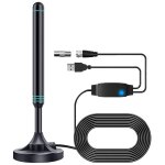 Antenne de tlvision numrique hd noire 4k / 1080p, base magntique, plus de 480 miles, antenne vhf ...