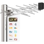 Antenne tv d'extérieur - 5 eléments - antenne numérique hdtv yagi longue portée pour réception freeview, ... Antenne tv d'extérieur - 5 eléments - antenne numérique hdtv yagi longue portée pour réception freeview, ...