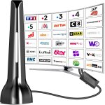 Antenne tv intrieur puissante, antenne tnt intrieure quipe d'un amplificateur de signal  gain lev, ...