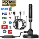 Antenne tv numrique hdtv avec amplificateur, porte de 3600 miles, antenne amplifie intrieure et extrieure ...