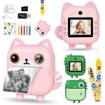 Appareil photo enfant a impression instantane, 2. 4 pouces 12mp / 1080p selfie appareil photo creator ...