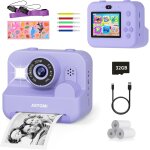 Appareil photo instantan, 2. 4  ecran appareil photo enfant avec papier d'impression et carte 32gb, ...