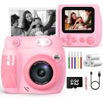 Appareil photo instantan enfant 2, 4 pouces - camra vido numrique 1080p avec carte 32gb & 3 rouleaux ...