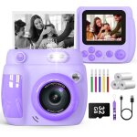 Appareil photo instantan enfant 2, 4 pouces - camra vido numrique 1080p avec carte 32gb & 3 rouleaux ...