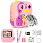 Appareil photo instantan pour enfant hd 1080p avec 4 rouleaux de papier d'impression et carte sd 32g, ...