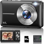 Appareil photo numrique 1080p appareil photo 44 mp appareil photo compact portable avec ecran lcd 2, ...