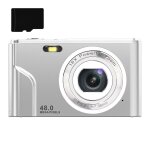 Appareil photo num�rique 48mp fhd 1080p avec zoom 16x et carte m�moire de 32 go argent