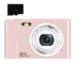 Appareil photo num�rique de 48 mp, hd 1080p, zoom 16x, carte m�moire de 32 go rose