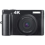 Appareil photo num�rique noir 48mp, hd 1080p avec zoom 16x, �cran rabattable
