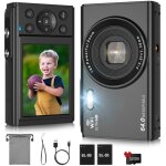 Appareil photo numrique 4k 64 mp mini appareil photo numrique autofocus compact 2, 8  lcd 16x zoom ...