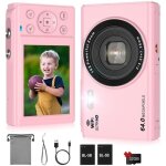 Appareil photo numrique 4k 64 mp mini appareil photo numrique autofocus compact 2, 8  lcd 16x zoom ...