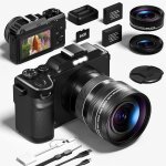 Appareil photo numrique, 5k 64mp appareil photo avec carte 64gb wifi, autofocus, selfie camera digital ...