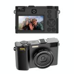 Appareil photo num�rique 5k uhd 3 pouces zoom 18x ecran ips blanc noir yonis