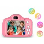 Appareil photo num�rique hd rose pour enfants, �cran 2 pouces, carte m�moire 32 go.