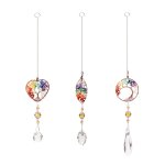 Arbre de vie en cristal suspendu, 1 pices, pendentif en pierre, prisme, chane artisanale, ornement ...