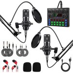 Asfasfq - bm800 podcast kit complet pour 2 microphones de studio cardiode, interface audio et mixeur ...