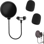 Asfasfq - microphone filtre, micro ecran anti vent, microphone pop filter, avec 2 mousse microphone bonnette, ...