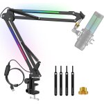 Asfasfq - zealsound bras micro, support de microphone ajustable  360, avec effets lumineux rvb personnaliss, ...