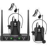 Audio au200 pro uhf systme de microphone sans fil a 2 canaux avec casque cravate sans fil, rcepteur ...
