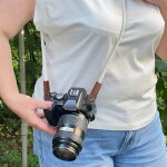 Bandoulire appareil photo - sangle tour de cou universelle [105 cm] - courroie coton & pu cuir pour ...