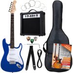 Banger's pack guitare electrique - ensemble de guitare electrique bleu - kit avec ampli de 25 w, housse, ...