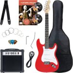 Banger's pack guitare electrique - ensemble de guitare electrique rouge - kit avec ampli de 25 w, housse, ...