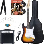 Banger's pack guitare electrique - ensemble de guitare electrique sunburst - kit avec ampli de 25 w, ...