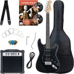 Banger's powerpack guitare electrique - ensemble de guitare electrique noir - kit avec ampli de 25 w, ...