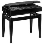 Banquette piano avec porte partition stagg pb55 noir mat pelotte velours noir