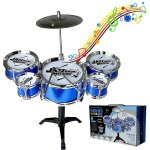 Batterie pour enfants - kit de batterie jazz 5 tambours avec baguettes tabouret cymbale