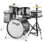 Batterie junior stagg tim jr 5 / 16 noire - 5 fts et accessoires