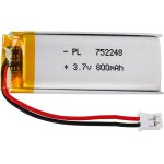 Batterie lipo 3, 7 v, 800 mah 752248 lithium - polymre avec connexion 2p - ph avec pas de 2, 0 mm