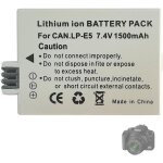 Batterie de rechange lp - e5 compatible avec canon eos 1000d, eos 500d, eos 450d, kiss x3, kiss x2, kiss ...