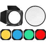 Bd - 04 barn door barndoor kit avec grille en nid d'abeille 4 filtres en gel de couleur pour rflecteur ...