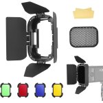 Bd - 07ii barn door avec grille amovible en nid d'abeille et 4 filtres de couleur, compatible avec la ...