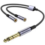 Bhhbb - 6. 35mm trs  double 3. 5mm femelle y cble, 3. 5mm  6. 35mm casque adaptateur compatible casque, ...