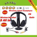 Black ecouteurs sans fil hi - fi 5 en 1, casque d'coute, radio fm, pour mp4 pc tv cd  nipseyteko