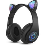 (black) wireless bluetooth headset kids headset foldable cat headset with stereo microphone kids bluetooth ...