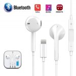 Blanc ecouteurs filaires bluetooth intra auriculaire oreillettes lightning pour iphone 7 8 plus x xr ...