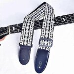 Bleu blanc motif mode imprim sangle de guitare electrique acoustique elargie sangle universelle