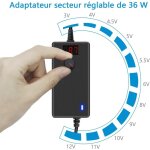 Bloc d'alimentation universel 3, 5v 12v 36w 2. 5a adaptateur ac / dc, avec 14 adaptateurs pour appareils ...
