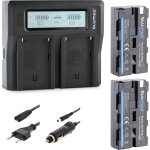 Blumax lot de 2 batteries np - f550 / np - f750 - 3500 mah - cellules lg + chargeur double lcd - compatible ...