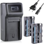 Blumax lot de 2 batteries np - f550 / np - f750 - 3500 mah - cellules lg + chargeur turbo - compatible ...