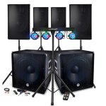 Bm sonic kit sono dj 4800w 4 enceintes 12  2 subwoofers 18  usb bluetooth pieds salle des f�tes, sono ...