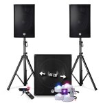 Bm sonic kit sono dj complet 2400w - 2 enceintes + caisson + pieds - usb bluetooth - 4 jeux de lumi�res ...